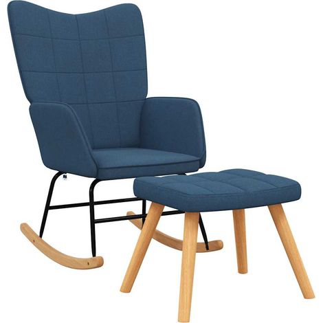 Maison Exclusive - Schaukelsessel mit Hocker Blau Stoff (1/5)