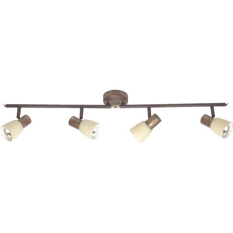 BRILLIANT lampe Luca spot tube 4flg vieux cuivre / champagne 4x R50, E14, 40W, adapté aux lampes à réflecteur (non incluses) Échelle A ++ à E Bras pivotant / tête pivotante (1/3)