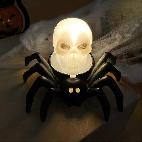 Lampe bougie LED décorative d'Halloween, lampe crâne d'araignée --- (1/5)