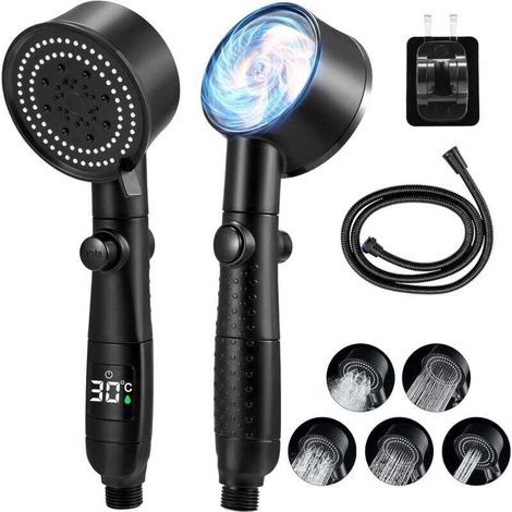 Pommeau de Douche Haute Pression, Douchette Douche Salle de Bain 5 Modes Réglable, Anti Calcaire Douchette Massant avec Stop Eau, Pommeau de Douche Économie d'Eau, SPA Pomme de Douche,de (1/5)
