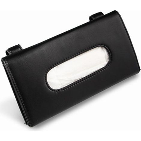Pu en cuir voiture Soleil Tissu porte-tissus Boîte de tiroir suspendu pour la porte du siège de la visière du soleil (1/5)