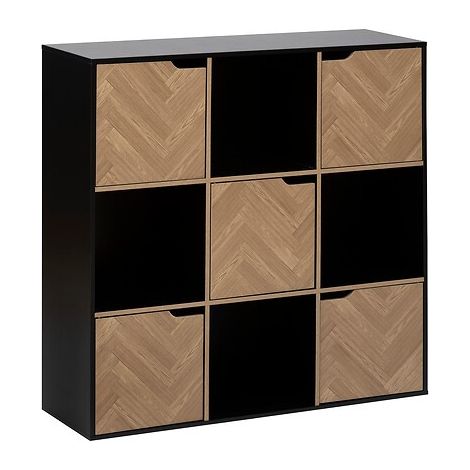 Scaffale mix n door a 9 scomparti effetto legno e nero 100,5x32 cm - 5five (1/4)
