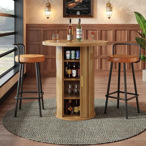 Tavolo bar rotondo con contenitore MDF 60x91,6 cm OKMYHOME (1/5)