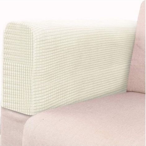 2 Pcs Tissu Extensible Accoudoir Couvre Décoratif Universel Élastique Canapé Bras Couvre Protecteurs(Blanc de Riz) (1/5)