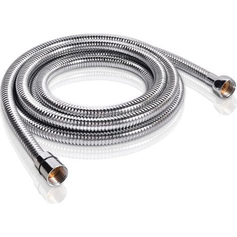 1,5 m langer, flexibler Duschschlauch – Edelstahl-Duschschlauch, verdreh- und knickfest, auslaufsicher, universeller G1/2", robuster Ersatzschlauch mit Messinganschlüssen und -dichtungen, Chrom/Silber (1/4)