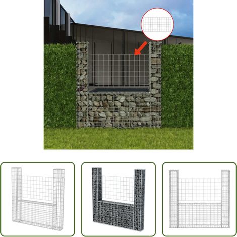Steinkorb - Gabionenkorb U-Form Stahl 160×20×150 cm (1/5)