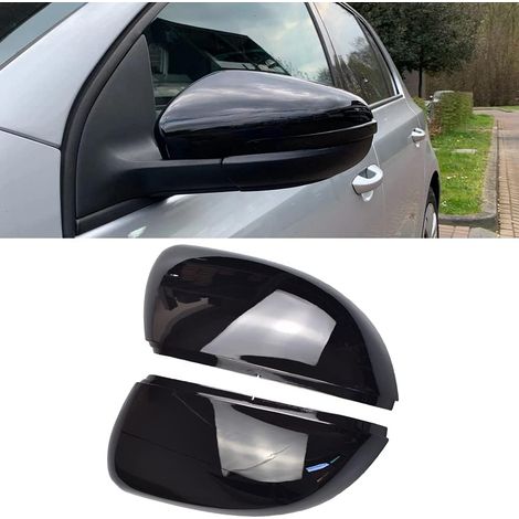 1 paire Couvercle de rétroviseur de rétroviseur gauche Couvercles de miroir à droite pour VW Golf 6 MK6 T-ouran (Noir brillant) (1/5)