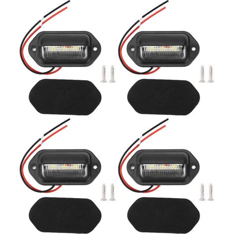 Jeffergarden Lampes de plaque d'immatriculation 12V 6LED, 4 pièces, lumière blanche haute luminosité, étanche pour voiture (1/4)
