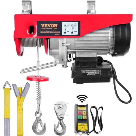 Treuil à Câble Électrique 1000 kg Palan Électrique avec Télécommande sans Fil 1600 W Treuil-Palan 10 m/min Hauteur de Levage Câble Simple 12 m Moteur pour Garages Entrepôts Usines (1/5)