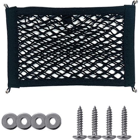 Sac de rangement en filet flexible et respirant à installation rapide, résistant aux intempéries, adapté à diverses solutions de rangement pour motos, taille de maille grossière 35x20 cm. (1/5)