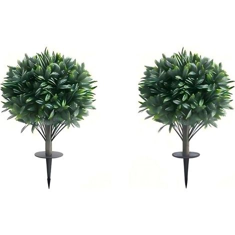 2 oliviers artificiels verts 65 cm avec feuillage réaliste et piquets de sol résistants aux intempéries pour jardin terrasse et