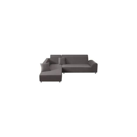 Housse de Canapé d'angle Extensible 1 Pièces Housse de Canapé vec Accoudoirs en L, Couverture de Canapé d'angle Forme de L avec 1 Taies d'oreiller,Taille quatre personnes : 235-310 cm (1/5)