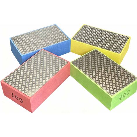 Bloc Abrasif Diamant - 60 100 200 400 - Pour Carrelage Pierre Béton - Meulage Polissage Ébavurage - Lot de 4 (1/5)