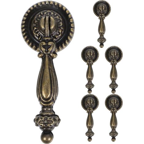 Poignées vintage en alliage de zinc, couleur marron, lot 6 (1/5)