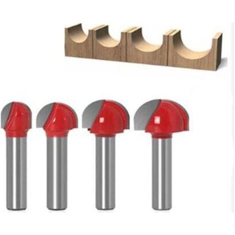Round Bottom Wood Router Bits, 4PCS Router Bits 8mm Shank 16/22/25/32mm Carbide Grooving Cutter for Router Cutting Tool Router Bit (1/4)