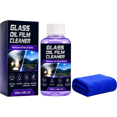 Kit de nettoyage pour pare-brise et vitres de voiture : élimine le film gras, nettoie, enlève les taches, redonne de l’éclat et préserve la brillance. 50 ml (1/5)