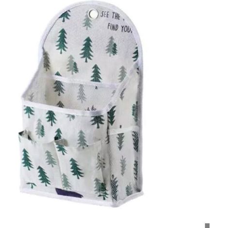 Sac de Rangement Suspendu Mural, Pliables en Tissu de Lin Imperméable Organiseur de Poche et Crochets Transparents sur Porte de Ra (1/5)
