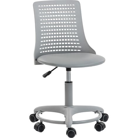 HOMCOM silla de escritorio sin brazos, silla de oficina giratoria, con respaldo hueco, asiento acolchado, altura ajustable, gris