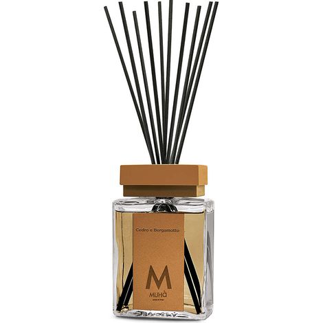 Muhà Luxe Perfume Diffusore Ambiente con Bastoncini Cedro e Bergamotto 500 Ml