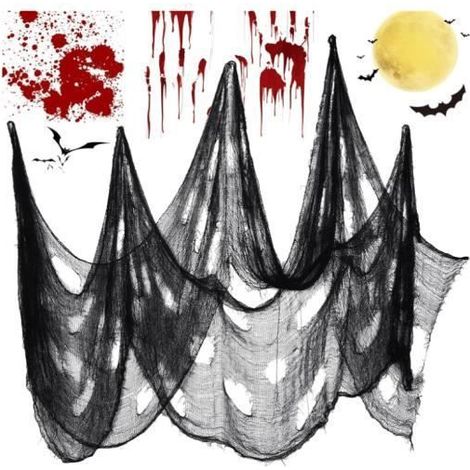 Tissu Décoratif Halloween 200x500cm Halloween Chiffon Effrayant Gaze pour Féte des Maisons Hantée Porte M DECORATION DE FETE MURALE (1/2)
