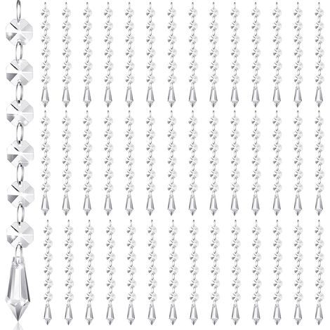 Nuenen 100 Stück Acryl-Hängekristalle für Tischdekorationen, Kronleuchter, klare Kristallgirlanden, Stränge, Ornamente, klare Acrylperlen, Prismen, Anhänger für Weihnachtsbaum, Fenster, Heimdekoration (1/5)