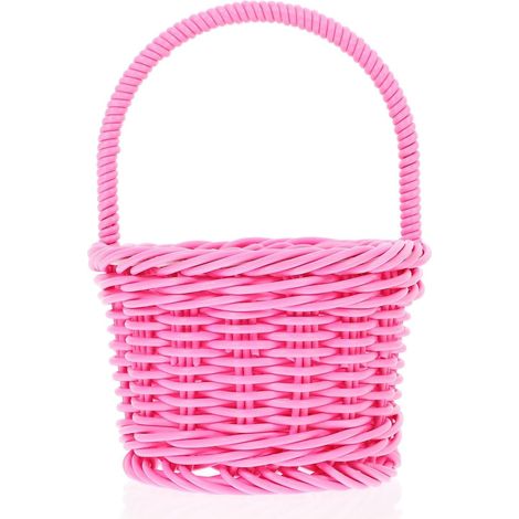 Mini Panier Tressé Circulaire en Plastique Poignée, Panier de Rangement Facile à Porter pour Organisation Maison et Décor de Mariage Champêtre (1/5)