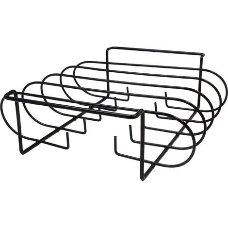1 support à côtes, en acier avec revêtement antiadhésif, pour barbecue extérieur et four intérieur, compatible fumoirs et grills à charbon ou gaz (1/5)