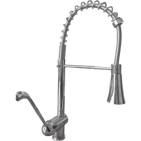 Mitigeur de cuisine avec douche extractible double jet, en laiton chromé