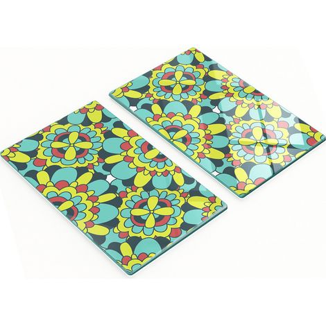 Küchenschneidebretter aus Glas mit abstraktem Blumenmuster, 2 x 30 x 52 cm (1/5)
