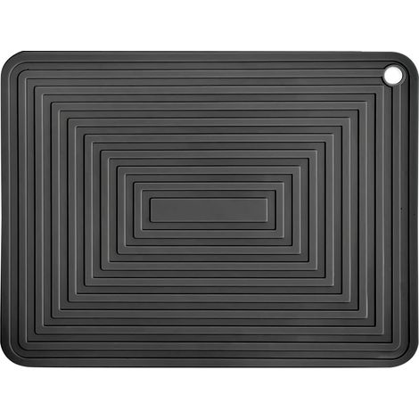 Dessous de Plat Silicone Noir Multi-usages, anti-dérapant/anti-chaleur repose-cuillère/support couverts (1/4)