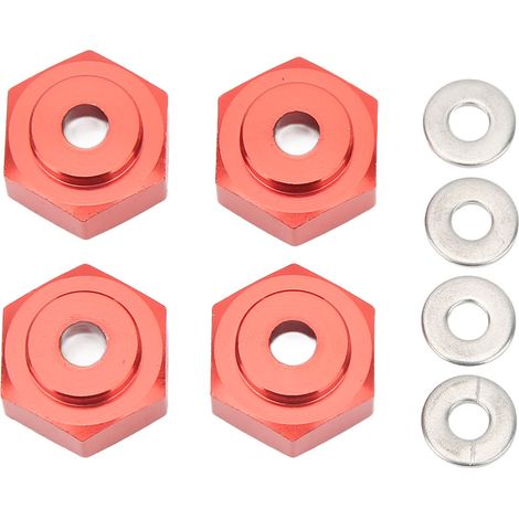 4 pièces adaptateur hexagonale RC en alliage d'aluminium rouge pour roues de voiture 1/10 (1/5)
