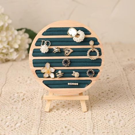 Organiseur de bijoux, plateau à bijoux en bois, pour bagues, boucles d'oreilles, bracelets, plateau décoratif de bureau (vert) (1/5)