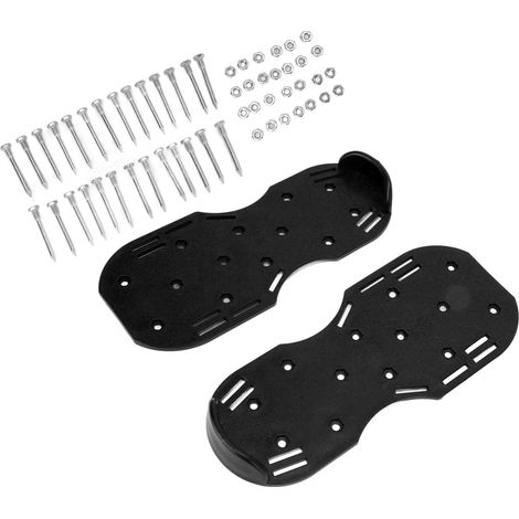 Chaussures de jardin à crampons triangulaires pour pelouse, aération du gazon et ameublissement du sol, noires (2 sangles + boucle triangle + boucle coulissante) (1/5)