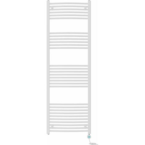 Prefilled Electric Heated Towel Rail Radiator Curved Thermo Smart WiFi 1800x600mm White