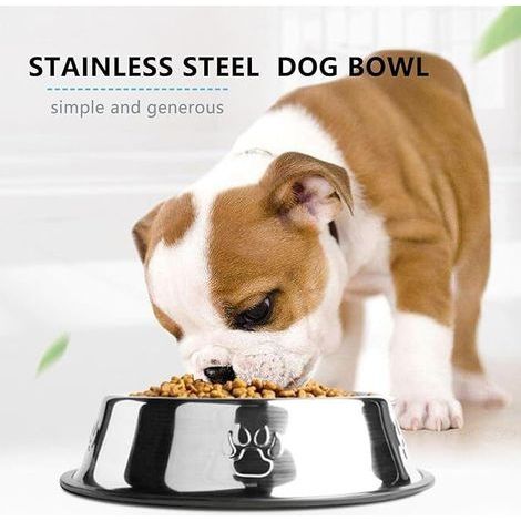 Gamelle pour animaux en acier inoxydable — Gamelle antidérapante et résistante aux mordillements pour chiens (notamment les grandes races) et chats bol pour nourriture et eau. (1/3)