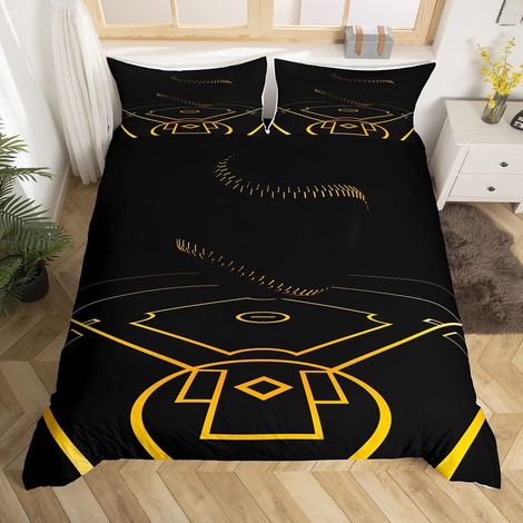 Baseball Parure de Lit 140x200cm Sports Thème Sets de Housse de Couette Luxe 3D Ball Motif Housse de Couette Respirable Baseball Jeux Décor Parure Housse de Couette - 140 x 200 cm (1/5)