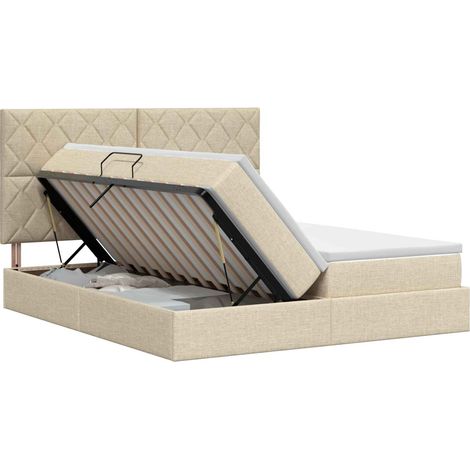 Letto con Contenitore con testiera Crema 200 x 200 cm Tessuto vidaXL (1/5)