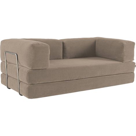 sweeek - 3-Sitzer-Schlafsofa im Vintage-Stil mit Cordbezug und verchromtem Außengestell, Cord, Taupe (1/5)