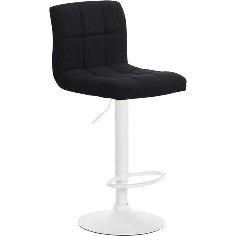 Tabouret de bar x1 style contemporain en tissu matelassé noir cadre métal blanc 100006089