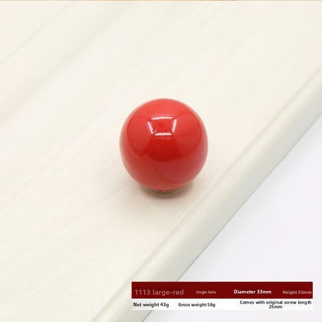 Lot de 5 poignées céramique rondes grand format multicolores 1 trou pour tiroir porte meuble cuisine
