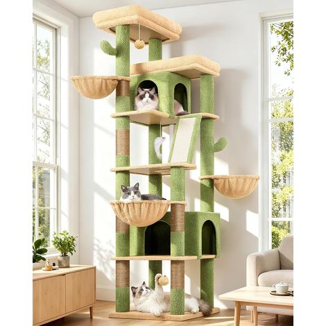 Arbre à Chat Cactus Vert XXL Grand 204cm pour 3-5 Grand Chat (1/5)