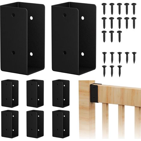 Lot de 8 Connecteurs de Balustrade - Supports Cachés Pour Clôture, Véranda, Jardin - Pour Connecter du Bois de 5,8 x 10,12 cm à des Poteaux en Bois (1/5)