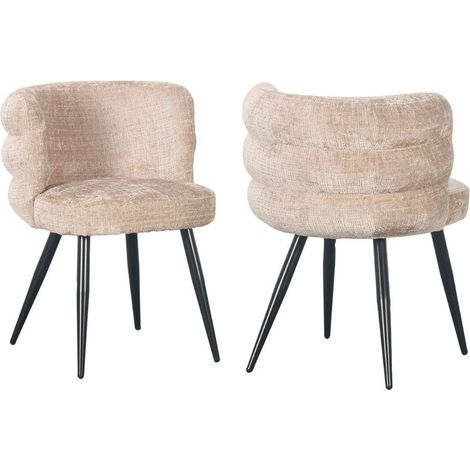 BOBOCHIC - Lot de 2 chaises SOLEA tissu velours Beige (1/4)
