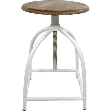 Tabouret de bar pivotant réglable en hauteur bois de manguier et métal 34 x 34 cm - PANGIVO (1/5)