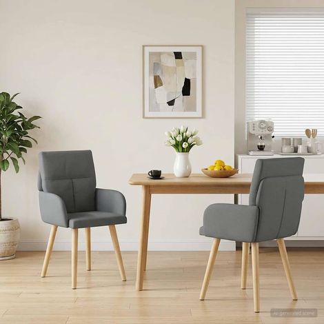 vidaXL Sillas de comedor 2 uds. Tela Gris oscuro 60 x 56 x 93 cm (1/5)