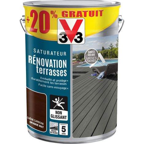 Saturateur Rénovation terrasses V33 Chêne Carbone 5L + 20%