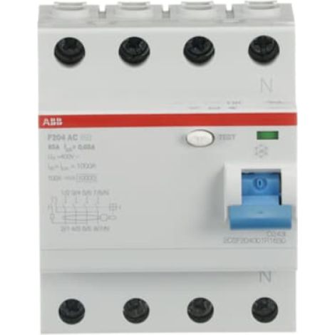 Interruttore differenziale puro 4 poli f204 ac 63a 300ma abb f427820