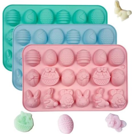 3 pièces moules en silicone pour Pâques, chocolat, œufs de lapin, forme d'œuf, idéal pour confiseries maison et ateliers créatifs (1/4)