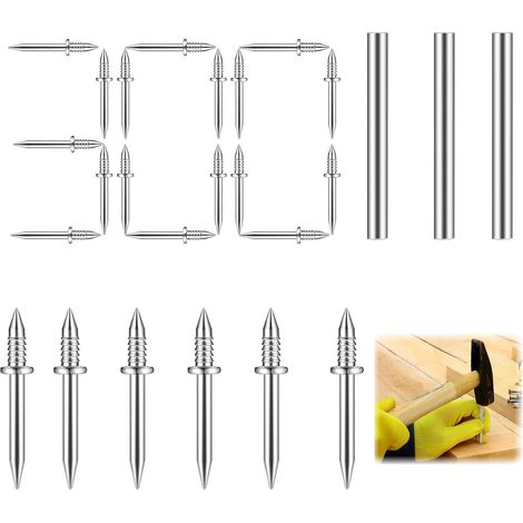Lot de 300 clous de plinthes avec 3 outils de douille, clous en acier, clous à double tête, vis de sécurité invisibles, pour décoration d'intérieur, clous de plinthes à double tête pour l'intérieur (1/5)