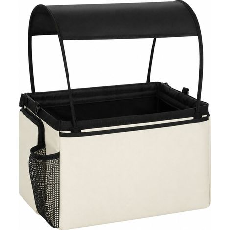 Panier pour chien à vélo, fixation avant, panier portable 2 en 1 avec auvent, laisse de sécurité, bandoulière, poches latérales, capacité de 5 kg (1/5)